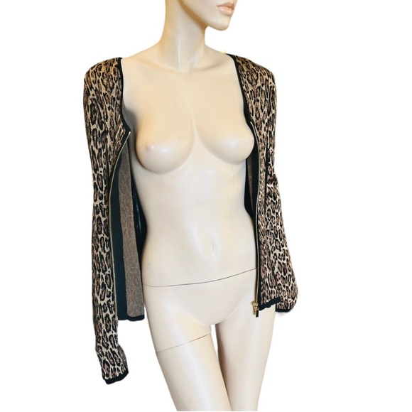 Cach’e Leopard Print Zip Up Sweater Jacket - Picture 3 of 9